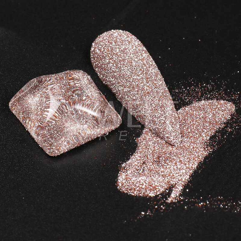 Berkilau Reflektif Bubuk Glitter Kuku Merah Muda Payet Berlian Imitasi Kristal Warna-warni Pigmen Krom Pemoles Gel Dekorasi Kuku SWFG