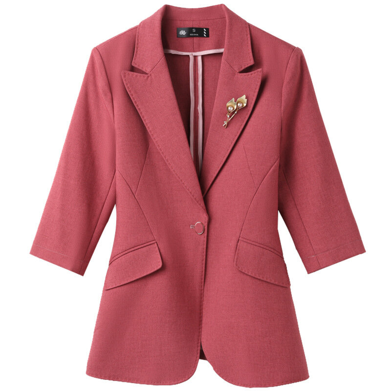 Jaqueta de terno de meia manga feminina, jaqueta glamorosa casual pequena, alta qualidade, nova para primavera e outono, 2022
