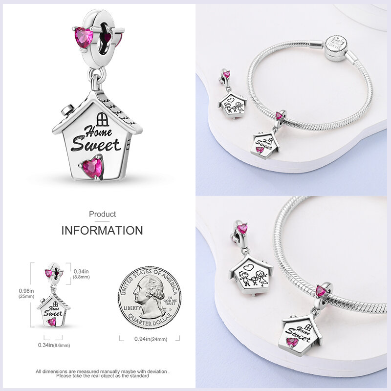 100% Sterling Silber herzförmige warme Familie Charm Perlen passen Pandora Original Armbänder feine DIY Muttertag Schmuck Geschenke