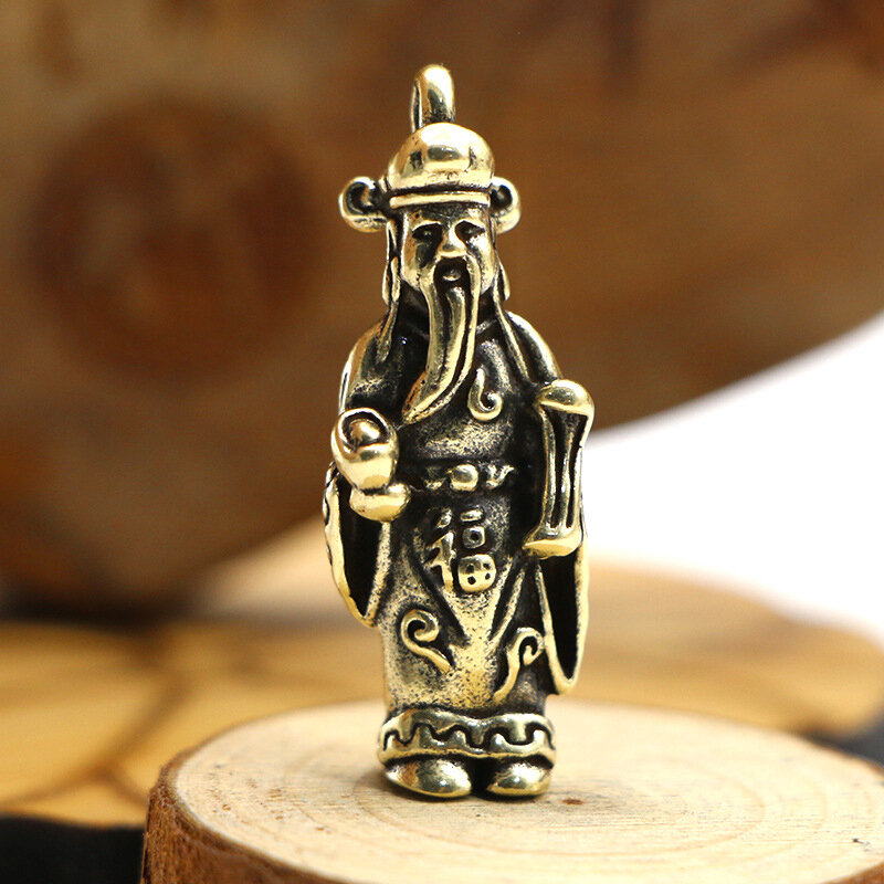 سلسلة مفاتيح نحاسية عتيقة من إله الثروة ، المجوهرات المصنوعة يدويًا ، قلادة الحظ
