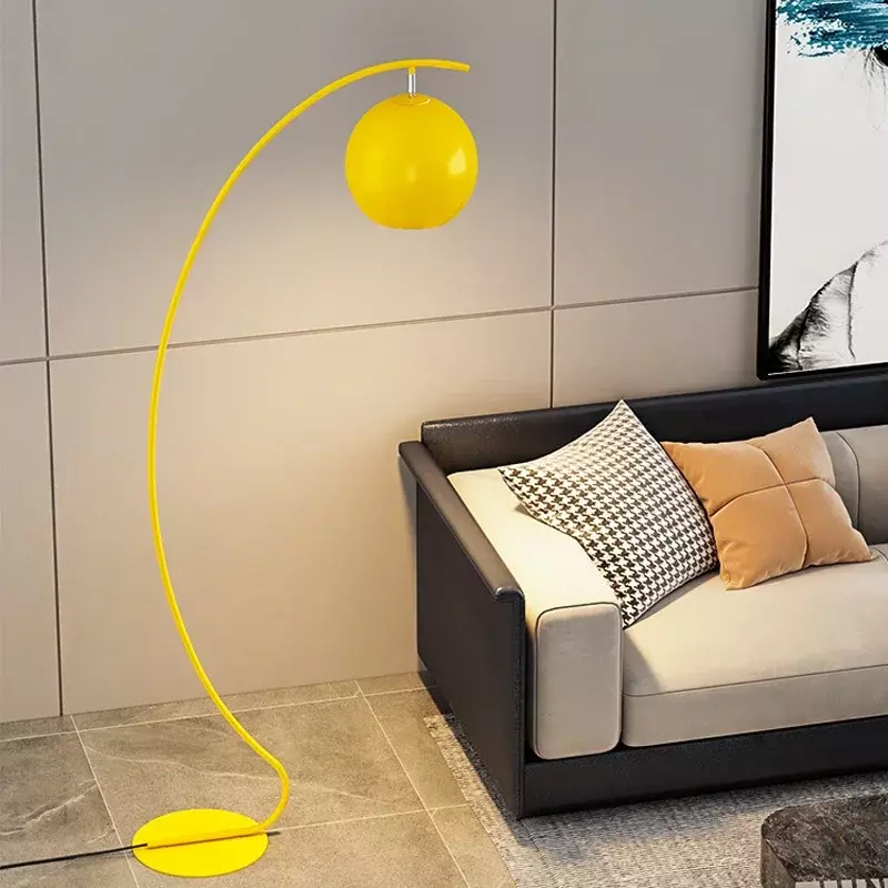 Lámpara LED de pie para sala de estar, luz decorativa lateral para sofá, dormitorio, estudio, color negro y amarillo