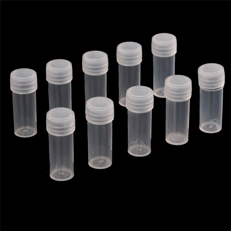 10pcs Plastic Sample Bottle 5ml Test Tube Small Bottle Vial Storage Container