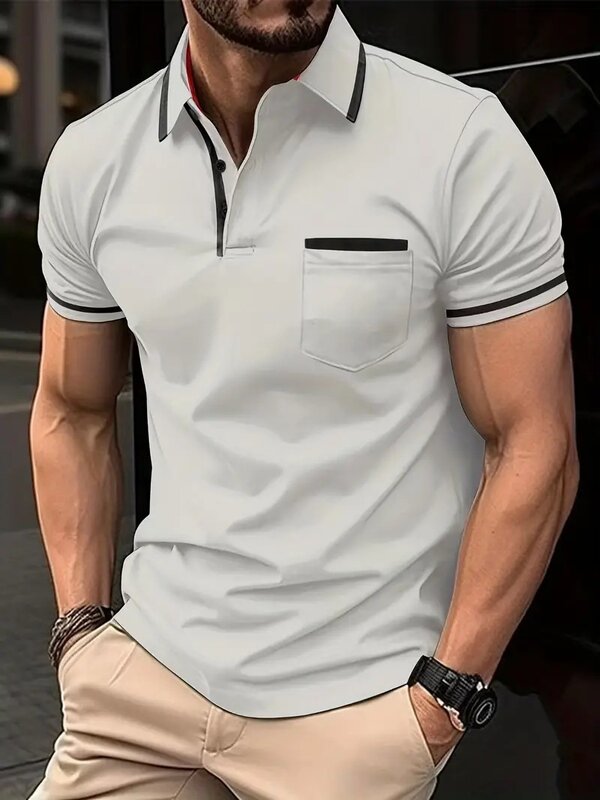 Summer Men's Casual Short-Sleeved Polo Shirt Office Fashion Lapel T-Shirt Men's Breathable Polo Shirt Men's Clothing