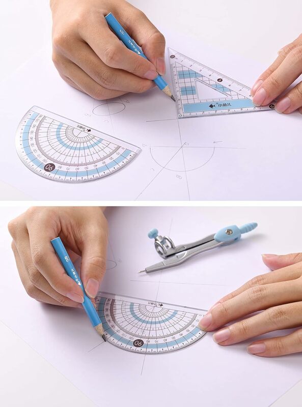 8 buah/Set Set penggaris kompas pensil Set geometri matematika gambar siswa alat tulis untuk anak laki-laki perempuan hadiah perlengkapan sekolah