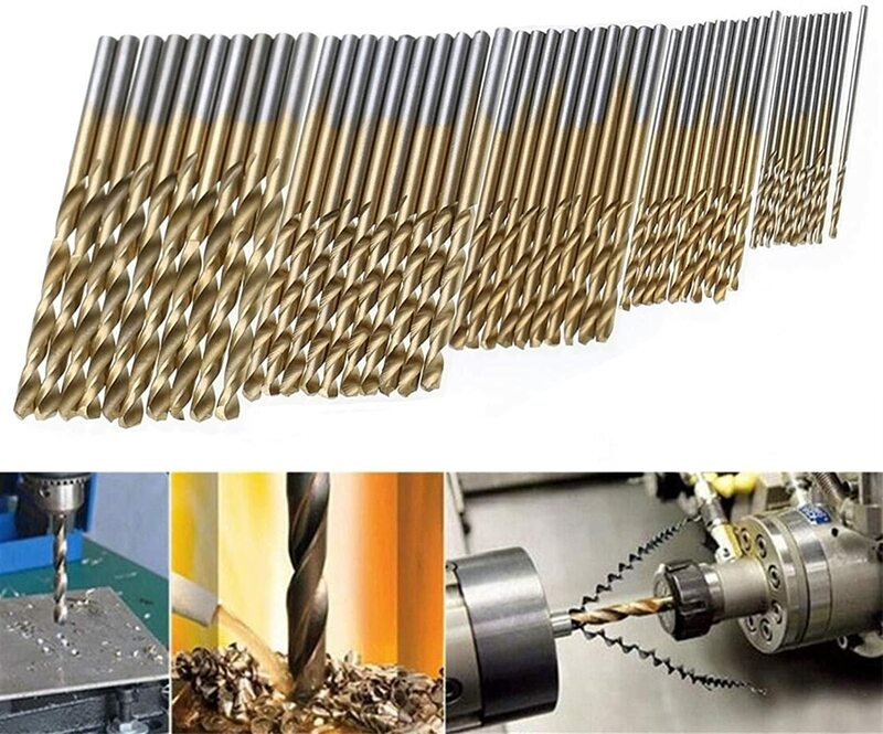 50 peças de titânio revestido broca bits hss alta velocidade aço broca conjunto ferramenta alta qualidade ferramentas elétricas 1/1.5/2/2.5/3mm