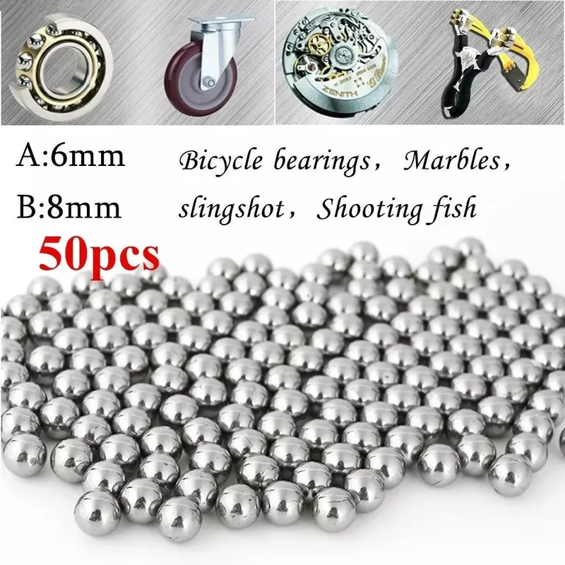 250Pcs 6/8MM Stainless Steel Shooting Fish Slingshot Marble Hoodle Ball Bicycle Bearing