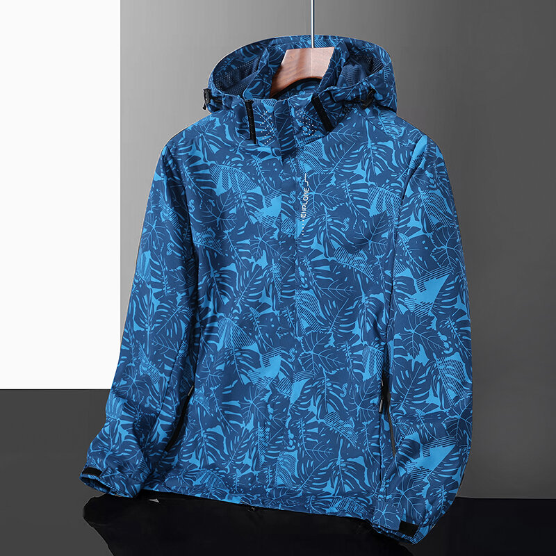 용수철 바람막이 남성용 캐주얼 전술 방수 분리형 모자 재킷, 남녀공용 패션 Gorpcore 카모 캠핑 낚시 코트, 2024