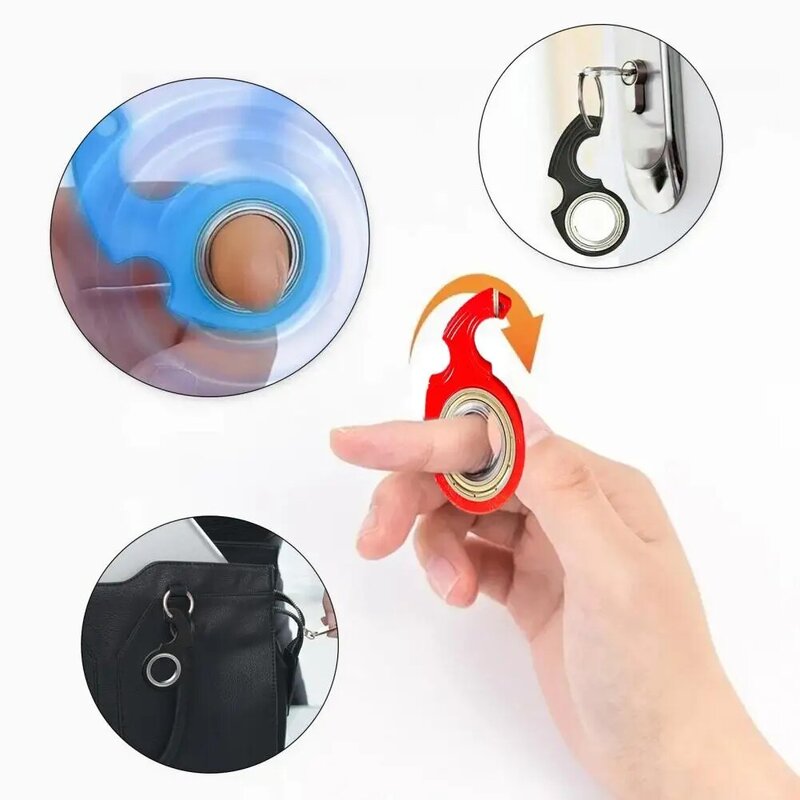Fingertip Rotating Keychain Anti Stress Toy Keyring Metal Keychain Spinner Fidget Toy Stress Relief Teens Adults Sensory Toys