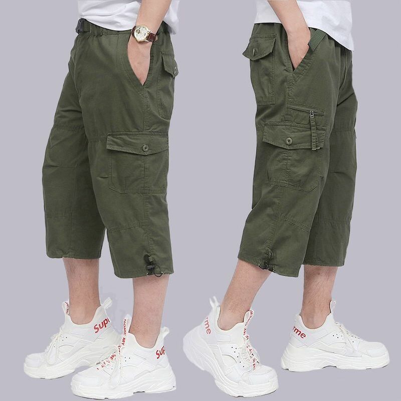 Pantalones cortos Capri para hombre, Shorts deportivos rectos de gran tamaño, estilo Vintage, para exteriores, novedad de verano