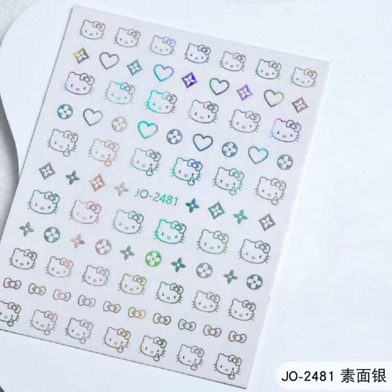 1 лист японских наклеек для ногтей, искусственная голова, сердце, Мультяшные милые наклейки для ногтей с клейкими украшениями