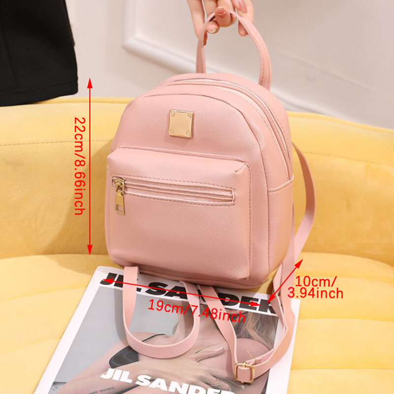 Mini mochila de couro PU feminina, bolsa pequena sem encosto, estilo coreano, multifuncional, escola pequena para meninas, nova moda