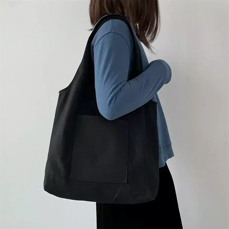 HHB01-Bolso de lona para mujer, bolsa de hombro informal, ecológico, de almacenamiento ambiental