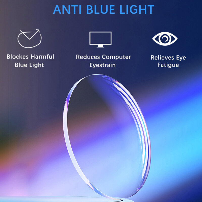 Filtro de lentes de luz azul, lentes asféricas 1,56 de índice, gafas ópticas informáticas, miopía, hipermetropía, visión única