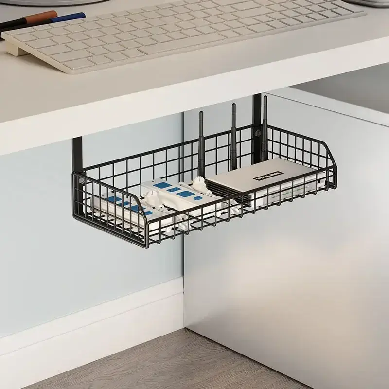 Chic Wire Storage Rack Tray Management Organizer Cable Table Under