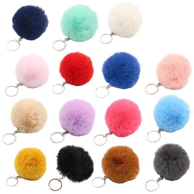 1pcs 8cm Faux Fur Bag Keychain Ball Car Keyring Jewelry Backpack
