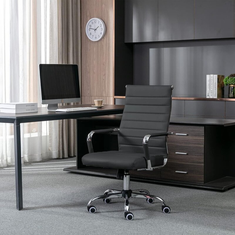 Офисное кресло в рубчик, современное кожаное эргономичное офисное кресло для конференц-зала, офисное кресло с высокой спинкой для руководителя компьютера