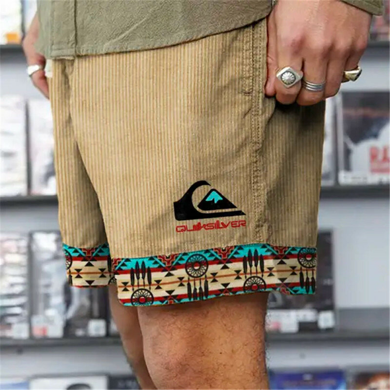 Szorty dresowe męskie spodenki plażowe szorty frotte ze sznurkiem elastyczna talia 3D nadruk graficzny wzór geometryczny oddychająca miękka krótkie D