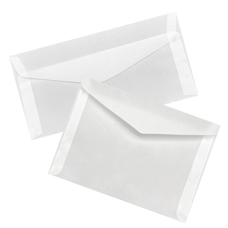 Sobre de 50 piezas de papel de sulfato translúcido en blanco, almacenamiento de tarjetas postales, embalaje creativo de invitación para Festival de boda