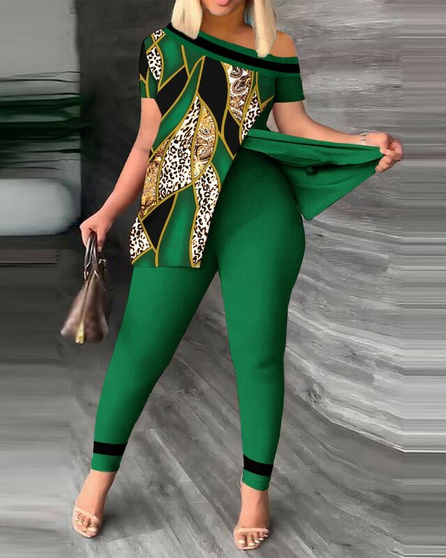 Женский летний костюм MUDAN 2023 с диагональным воротником, Модный повседневный привлекательный спортивный женский комплект из 2 предметов