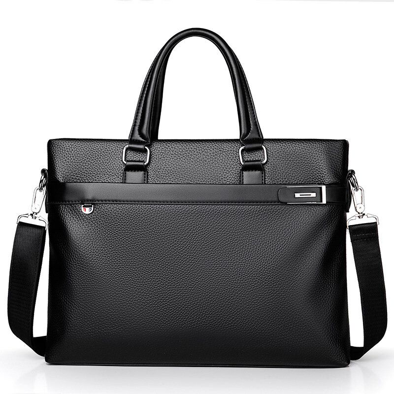 Bolsa de ombro de couro para homens, maleta de negócios Messenger Bags, 14 "Laptop Tote, marca superior, 2023