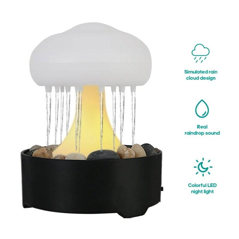 Lampu dekorasi rumah putih hangat, lampu air mancur jamur, lampu malam awan hujan, kamar tidur, rumah
