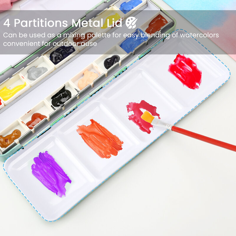 Aquarell palette leer mit abnehmbarem Farb tablett & 14 Stück leeres Aquarell voller Pfannen-Reise aquarell palette mit Deckel