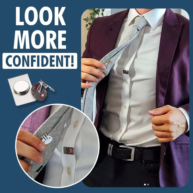 Invisible Tie Clip Magnetic Suction Stainless Steel Automatic Fixed Artifact Anti-Wrinkle Necktie Hidden Clasp Accessory Gift