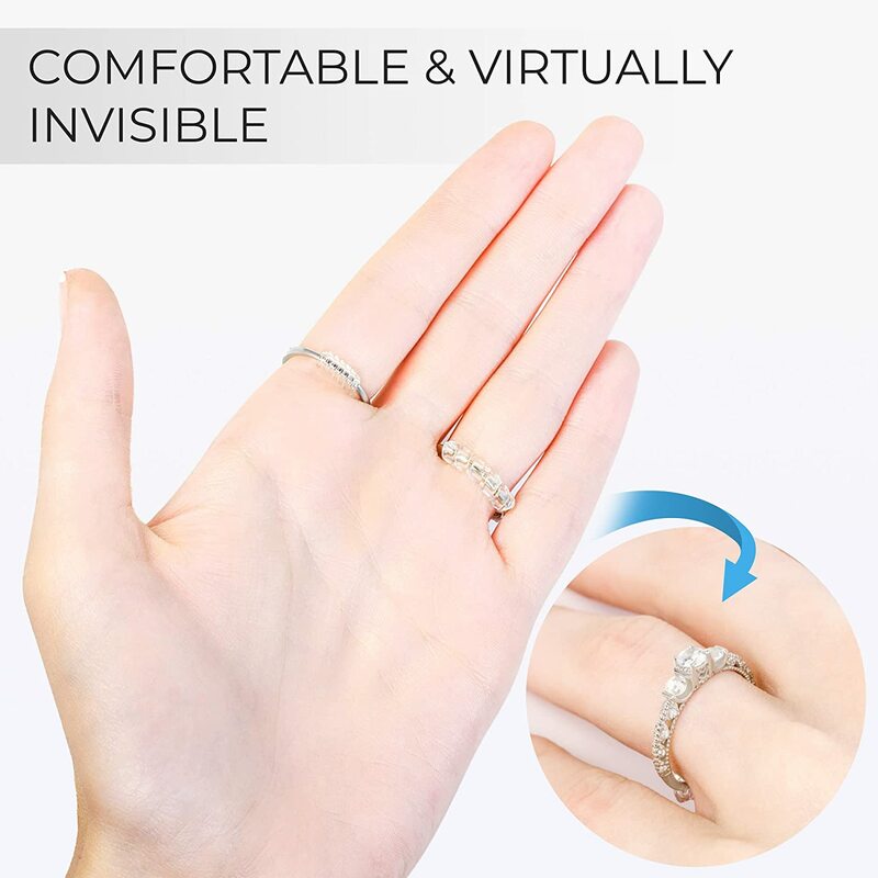 Invisible espiral tamanho do anel redutor ferramentas, ajustando anéis, jóias guarda, ajustando, transparente, com base na mola, 4pcs, conjunto