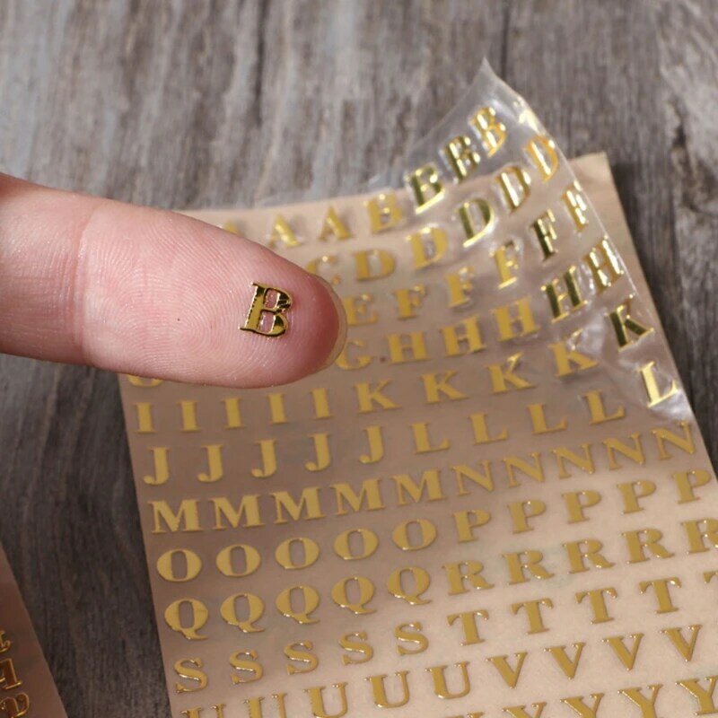 Y1UB Letra mayúscula inferior para letras, números, pegatinas autoadhesivas, 26 letras, números, decoración DIY (plata/oro)