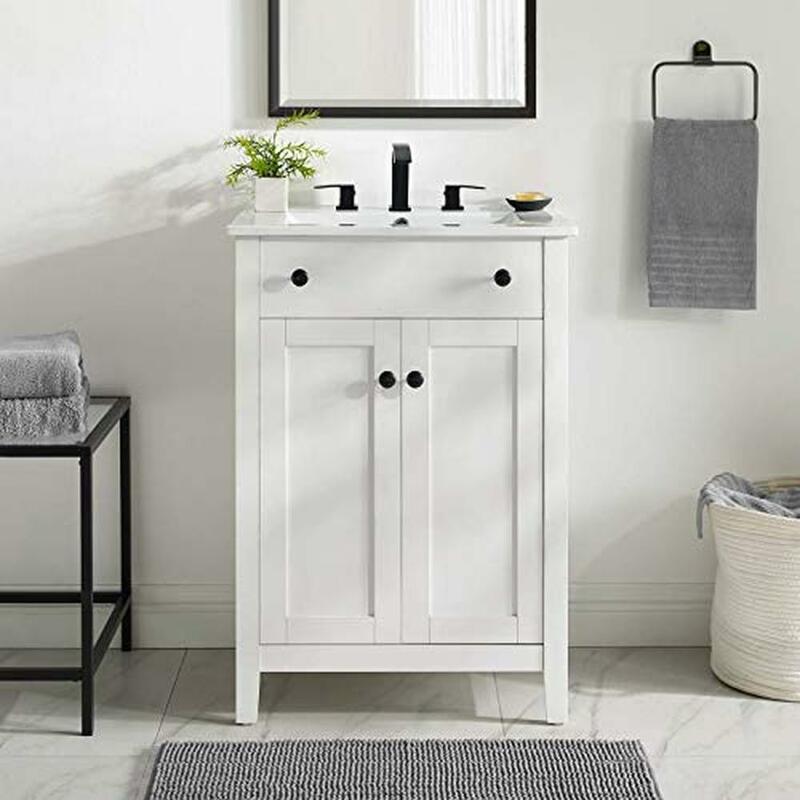 Badezimmers chrank 24 "weiße Spüle gebogen Keramik Waschbecken Holz MDF modernes Design Lager regale Soft-Close-Türen integriert
