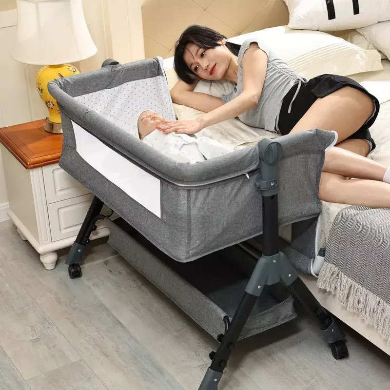 Berço portátil para cabeceira neonatal, cama de emenda, berço dobrável móvel, cama multifuncional