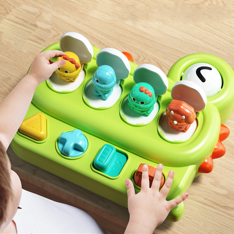 Children Interactive Pop Up Animals Toys Dinosaur Puzzle Montessori Hand-eye Coordination Educational Sensory Toys for Kids Game