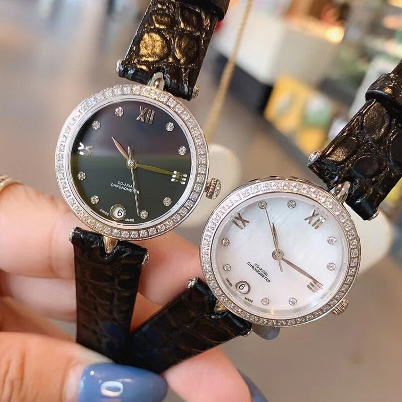 Mostrador de madrepérola vidro tesouro azul relógio de quartzo fino para mulheres, estojo de diamantes, designer, relógio de luxo, nova moda, 2024