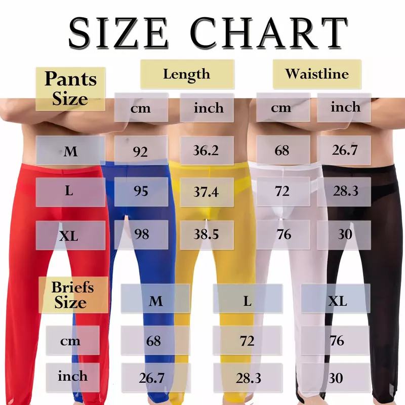 YUFEIDA Men's Sexy Soft Mesh Sheer See-through Stretch Pants Trousers Sleepwear Ultra Thin Hot Transparent Men Pyjama Homewear