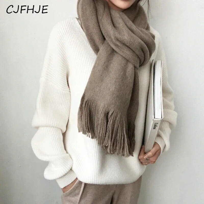 CJFHJE-suéter de malha retrô feminino, tops com gola v, manga comprida, elegante e casual, monocromático, estilo coreano, outono e inverno, novo