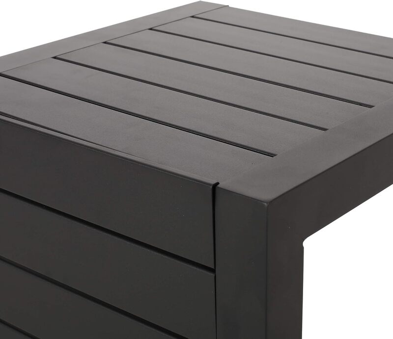 Christopher Knight Home Jesse Coral Outdoor Modern Aluminum C-Shaped End Table, Matte Black