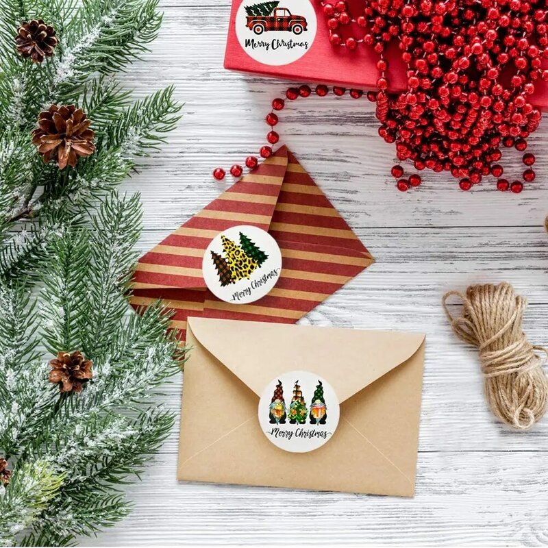 Pegatinas adhesivas de serie de escritura de galletas DIY, decorativo regalo de Navidad, feliz vacaciones, 50-500 piezas