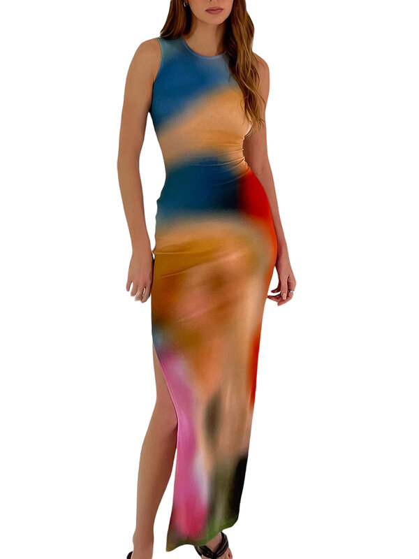 Sukienka Maxi z odkrytymi plecami sukienka bez rękawów damska moda letnia Bodycon elegancka seksowne wiązanie barwiona damska sukienka urodzinowa do klubu na imprezę Sundress