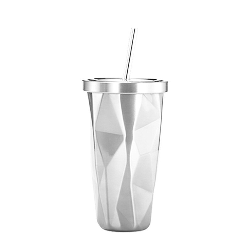 JFBL Hot Irregular Double Layer 304 Stainless Steel With Straw Cover Water Cup Ice Cup Coffee Cup Ice Cup