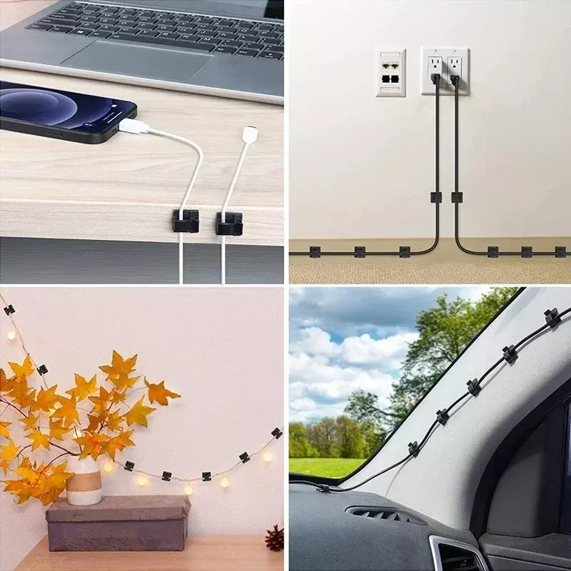 مشابك تنظيم الكابلات لشحن USB ، حامل سلكي مثبت على الحائط ، لفافة بكرة ذاتية اللصق ، خطوط بيانات ، 10-50
