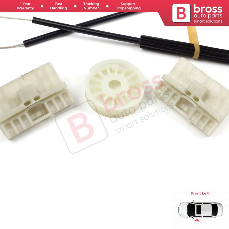 Bross Auto-onderdelen BWR651 Elektrische Ruitbediening Regulator Reparatie Kit Linksvoor Deur Voor Audi A6 C6 Typ 4F 2004-2011 4/5 Deur