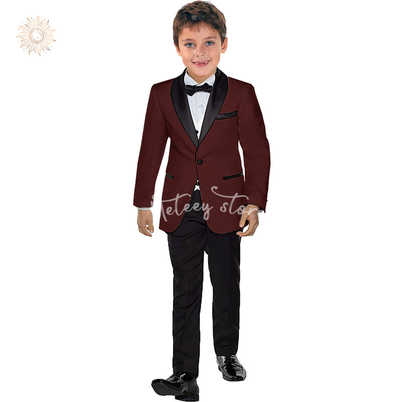 Conjunto de traje Formal de 2 piezas para niño, una botonadura esmoquin de, traje de graduación para niño pequeño, traje de portador de anillo