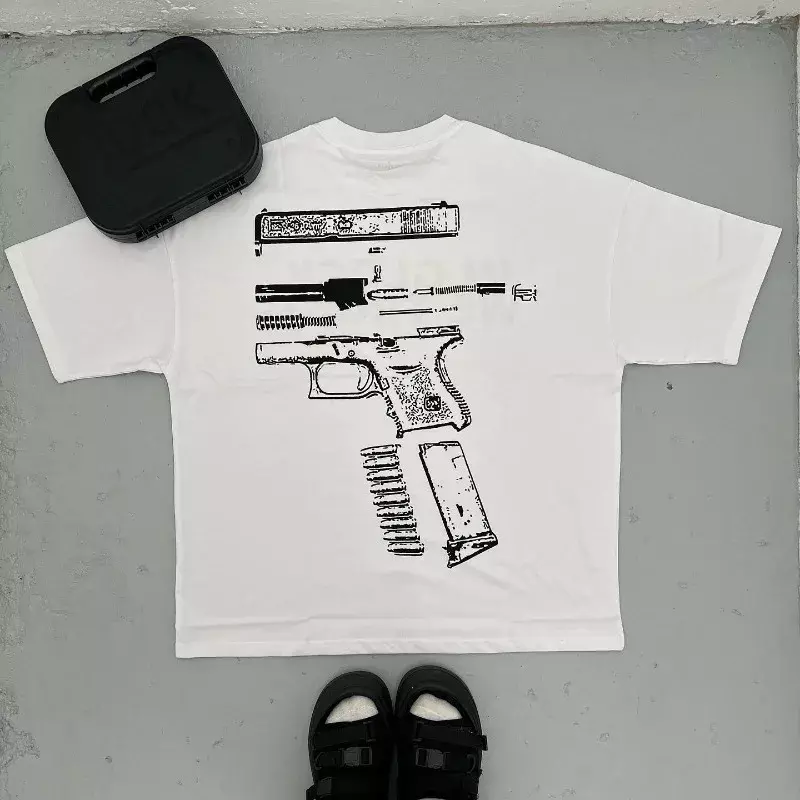 T-Shirt Gothique à Manches Courtes pour Homme, Vêtement à la Mode, avec Motif Imprimé de Lettres, Style Hip Hop de Rue, Harajuku, Décontracté, 2024Y2K