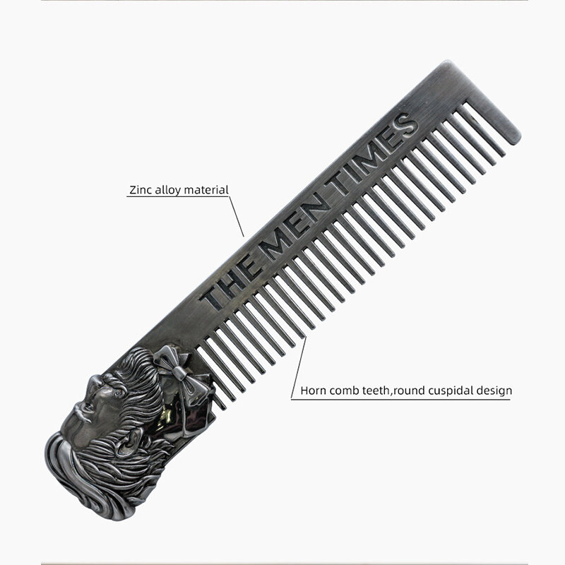 1PC Metal Comb Men's Beard Comb Big Back Hair Styling Oil Hair Comb Mustache Care Shaping Tools Pocket Size Silver Hair Comb