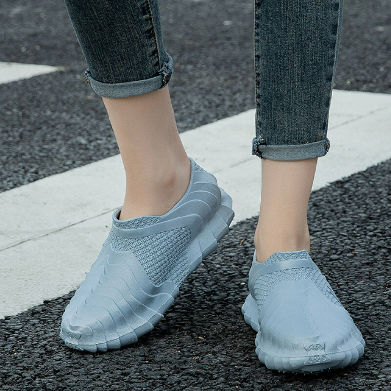 Zapatos De Lluvia deportivos para Mujer, calzado informal sin cordones, planos, De goma, impermeables, para trabajo y jardín