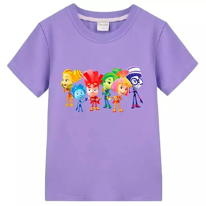 Dziewczęca koszulka Fixies dla dzieci T-Shirt z krótkim rękawem dla chłopców dziewczynka 100% bawełniana grafika koszulka z motywem Anime ubrania dla dzieci y2k jeden kawałek