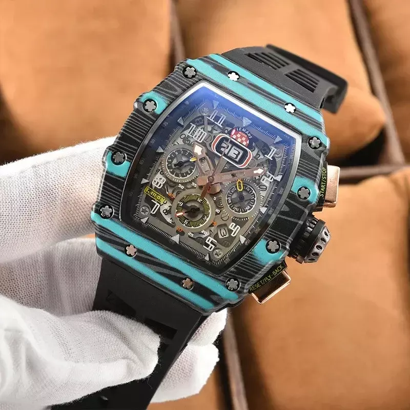 2024 Top Luxury Luxury Richard Mechanical Style Men's Waterproof Watch 6-pin Automatic Calendar Men's Watch