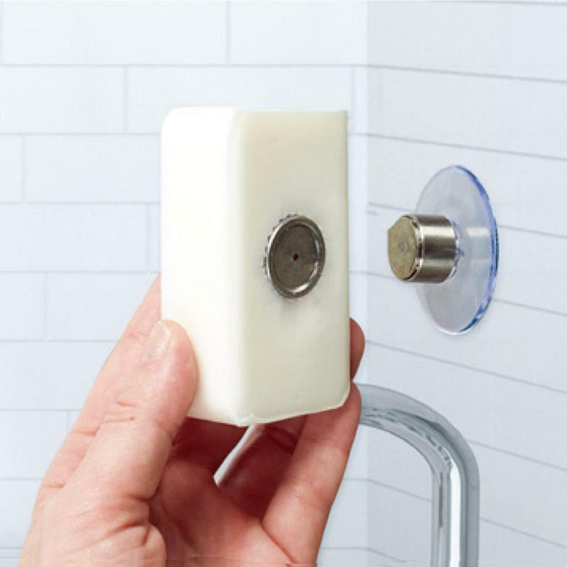 Colgador de jabón con ventosa, soporte de jabón magnético montado en la pared de acero inoxidable, estante de jabón de succión extraíble sin huellas para Baño