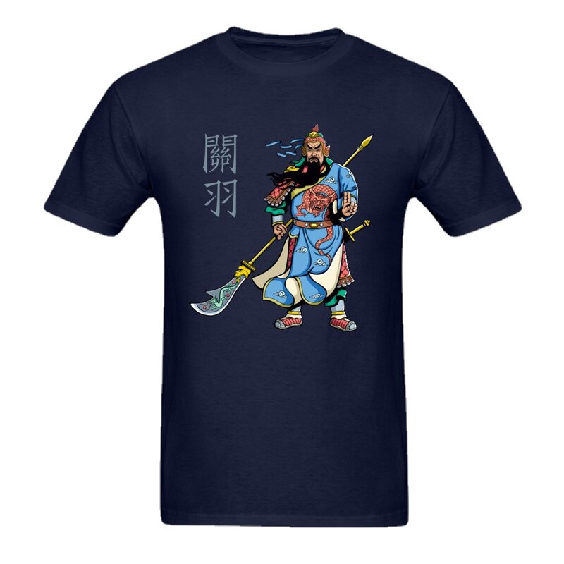 중국 영웅 전사 관유 프린트 티셔츠, 독특한 디자인, 베이징 오페라 남성용 면 O넥 반팔 티셔츠, 여름 신상 S-3XL