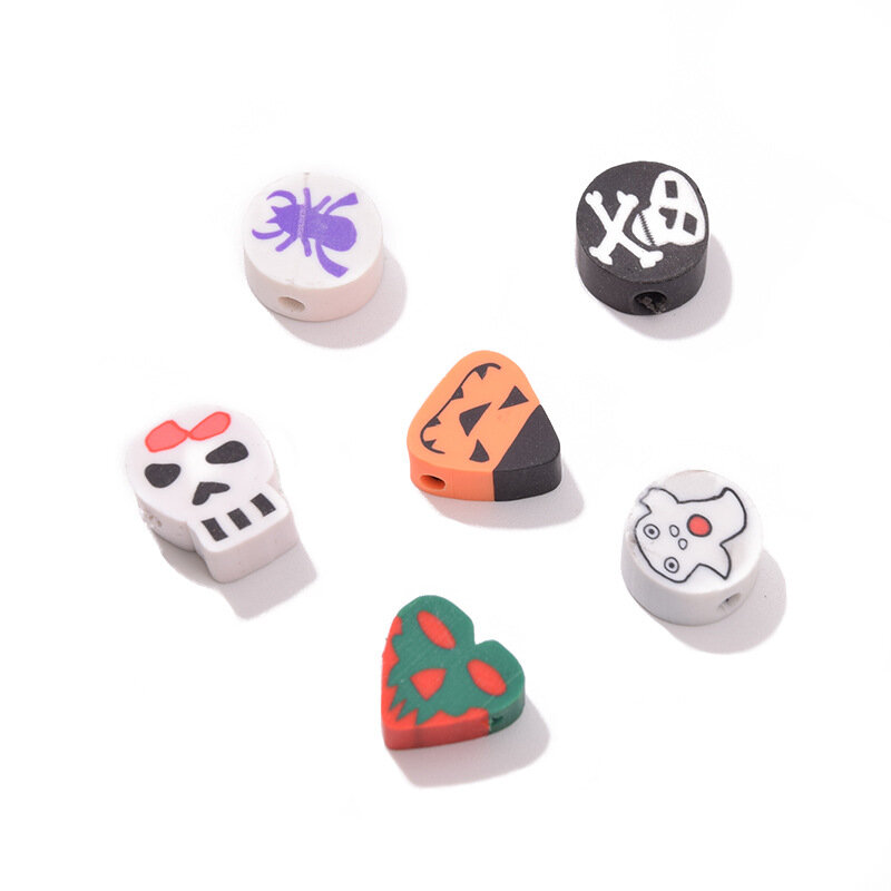 50pcs Halloween Polymer Clay Beads Spacer Beads Supplies for DIY Bracelet Earring Necklace Jewelry Making Clay Jewelry DIY